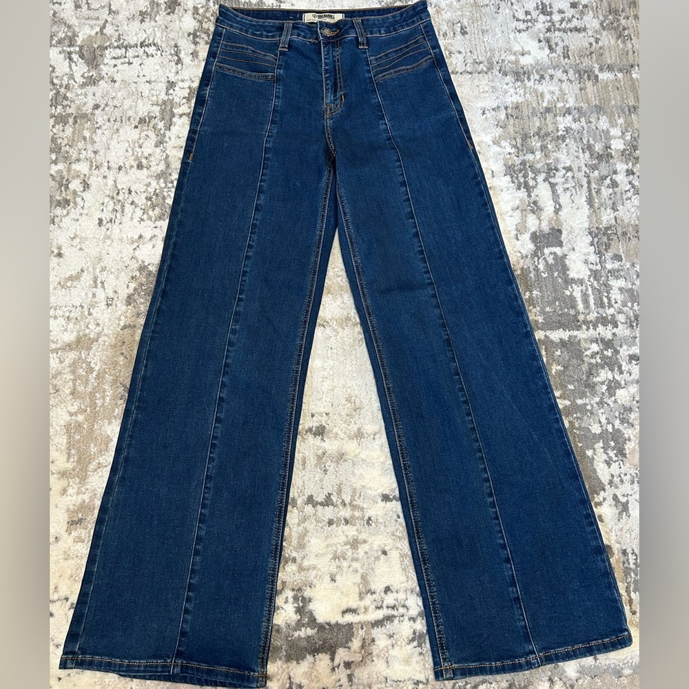 Rock&Roll High-Rise Wide Leg Jeans in Deep Indigo